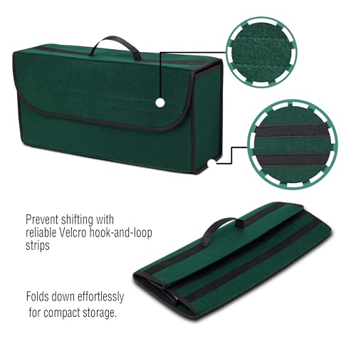 Image of JVCV Large Car Trunk Boot Organizer, Car Storage and Organizer Anti Slip Car Accessories Organizer for Car, Suv, Sedan, Truck, Minivan Anti Slip Bottom (Large - Green)