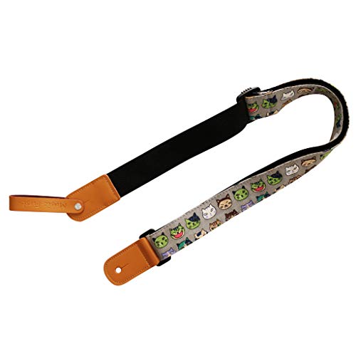MUSIC FIRST Sangle pour ukulélé en toile souple et cuir véritable avec sangle en cuir véritable Motif chat pastèque - Les Beatles, Paul McCartney, John Lennon, RIngo Starr, George Harrison MUSIC FIRST Sangle pour ukulélé en toile souple et cuir véritable avec sangle en cuir véritable Motif chat pastèque – Image 6