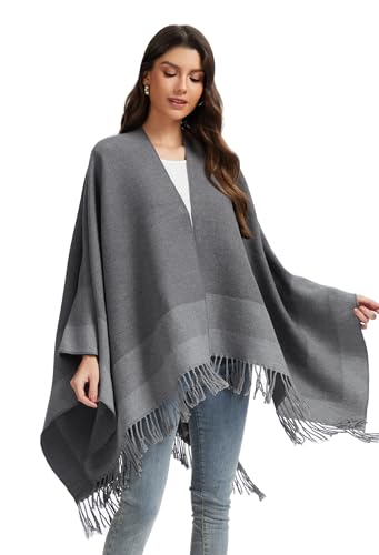 Women’s Shawl Wrap, Open Front Poncho, Cape Cardigan, Oversized Sweaters for Fall and Winter2