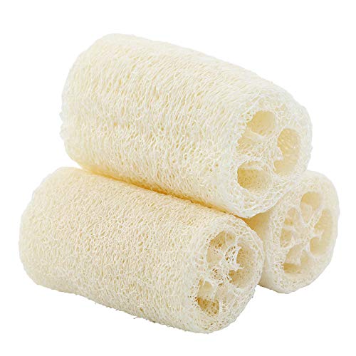 Ycsst a set of 3 natural loofah sponge loofah spa exfoliator with suspender to remove dead skin soap 100% loofah plant is environmentally friendly (White)