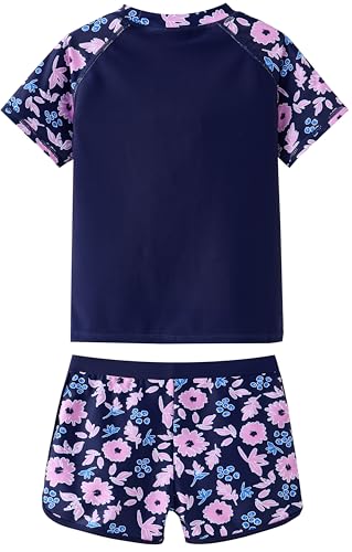 Image of UMELOK Girls Rash Guard Swimsuit Short Sleeve Bathing Suit Rashguard Sets