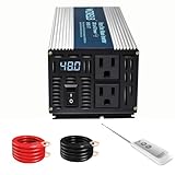 Wzrelb 800W Pure Sine Wave Inverter 12V Dc To 110V 120V Ac Power Converter With Led Display, Remote Controller, Off-Grid Power Inverter 1600W Surge For Home, Rv, Truck, Camping