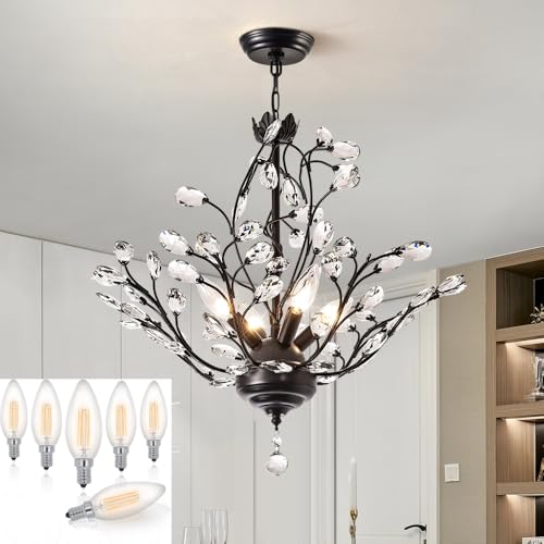 Maxax 4 Lights Modern Crystal Chandelier with 6 Pack...