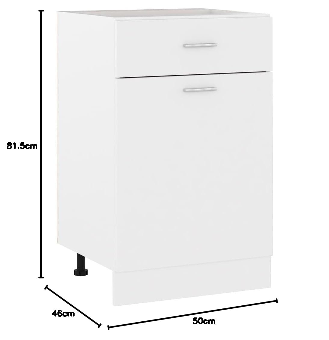vidaXL Mobile da cucina in truciolato, 50 x 46 x 81,5 cm, colore: Bianco