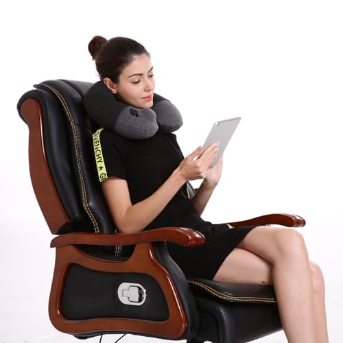 Image of Keemall Inflatable Travel Pillow, Premium Airplane Neck Pillow for Long Flight Sleeping, Soft 100% Cotton Travel Pillow for Plane Head Rest, Portable Traveling Essentials