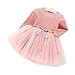 Tutu in maglia a maniche lunghe per neonato Abito in tulle con principessa infantile e gonna in misto cotone per bambini(90-Rosa)