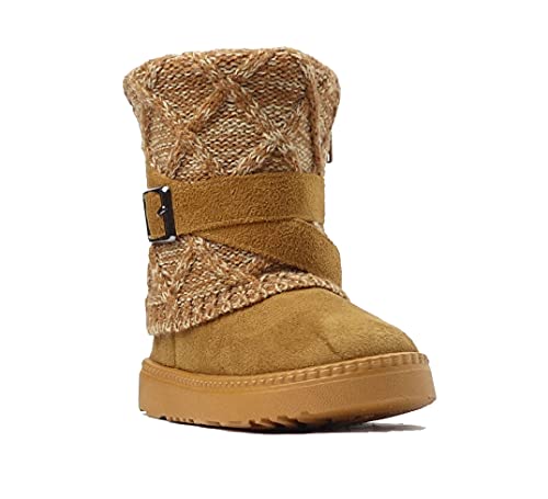 Image of REDVOLUTION Kids Boots Toddler Girls Cute 2 Buttons || Rhinestone Faux Fur Suede Knitting Shoe