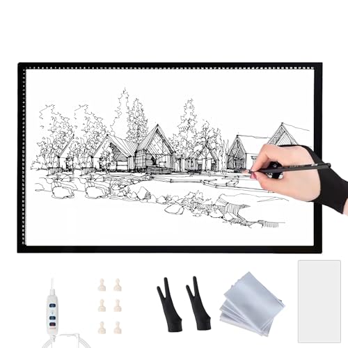 LED Light Pad A0/A1/A2/A3/A4 – Ultra-Thin Tracing Board with Adjustable Brightness, Magnetic Copy Board, Drawing Light Box for Sketching, Diamond Painting, Animation, Tattoo, Weeding Vinyl