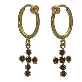 small clip on light shades  LA CROIX CERCEAU gold plated Light Siam crystal cross clip on earrings