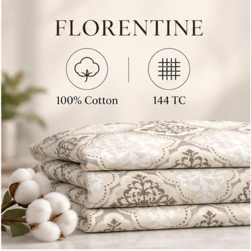 Image of Bombay Dyeing Ethnic Brown Super King Size Bedsheet Set (3 Pc)