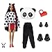 Barbie HHG22 - Cutie Reveal Puppe mit Panda-Plüschkostüm und 10 Überraschungen inklusive kleinem Haustier und Farbwechsel, Puppen Spielzeug für Kinder ab 3 Jahren