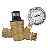 Watflow Adjustable Lead-Free Brass RV Pressure Regulator, Pressure Reducer with Liquid Filled Pressure Gauge 160psi and Inlet Screened Filter for RV Camper Travel Trailer