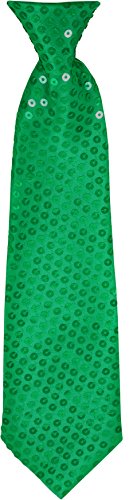 Party Factory Pailletten Krawatte, grün Glitzer, 37cm, für Damen und Herren, Glamour Accessoire, Halsbinder für Karneval