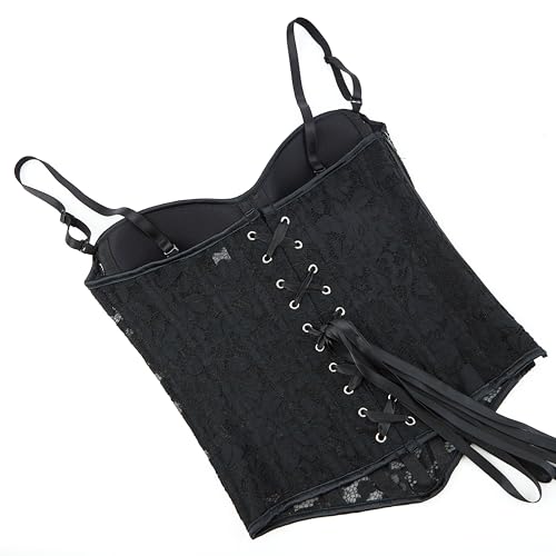 Women's Lace-Bustier Floral-Sheer-Mesh-Corset - Sexy-Spaghetti-Strap Zipper Corset Cami Tops Going Out4