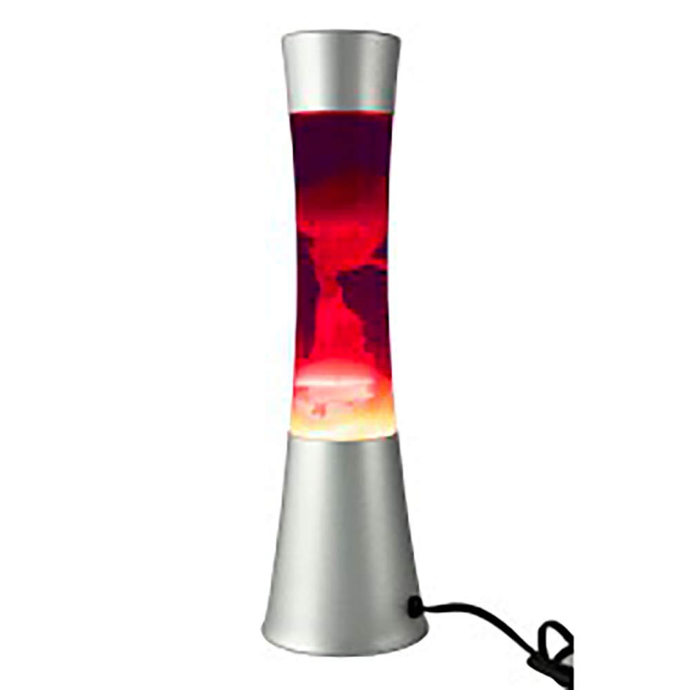 DRW Lámpara de Lava Blanca y Rosa con Cuerpo metálico Ø 11 x 39,5 cm.