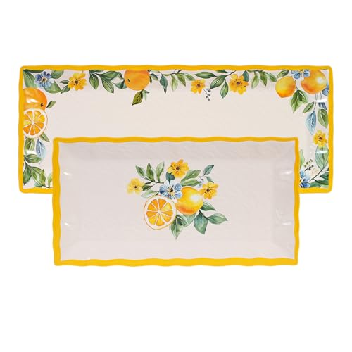 Melamine Serving Trays, Set of 2, 19-Inch and 14.5-Inch Lemon Platters by molidiki - Used condition - Image 8