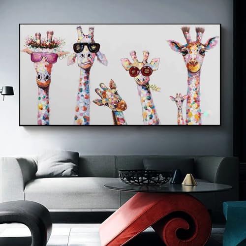 Décoration de la maison avec ce tableau de girafe graffiti 50x100cm prêt à suspendre
