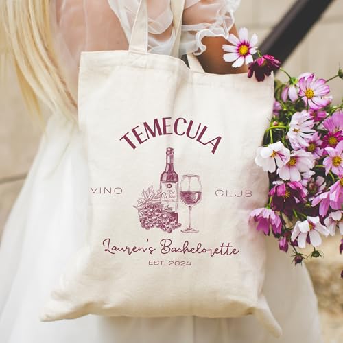 Bolso tote personalizado para despedida de soltera con tema de bodega y vino, accesorio para baby shower o despedida de soltera miniatura 2