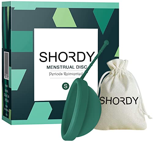 SHORDY Reusable Menstrual Disc (Small) with Storage Bag Medical-Grade Silicone Soft Period Disc Medium Flow Kit Feminine Hygiene & Care | Tampons Pads & Cups Alternative (Green)