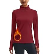 MAGCOMSEN Women's Thermal Shirts Mock Turtleneck Long Sleeve Undershirt Fleece Base Layer Top wit...