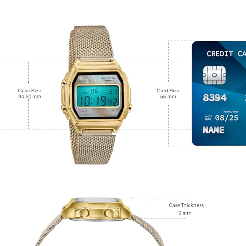 Image of Sonata Poze 8 Quartz Digital with Beige Dial Beige Mesh Strap Watch for Women - SP80170YM01W