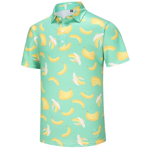 Mens Polo Shirts Funny Golf Shirt for Men Short Sleeve Performance Moisture Wicking Dry Fit Golf Polo Shirts for Men