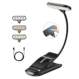【3 Helligkeitsstufen】Die Leselampe bett klemme verfügt über 3 helle Farben(kaltes Licht,warmes Licht und warm weißes Licht).Die Lampe gibt ein schönes Licht,so dass man ein gutes Gefühl hat,was die Gesundheit der Augen betrifft.Man kann das Buch super entspannt lesen ohne dass das Licht unangenehm blendet und stört.