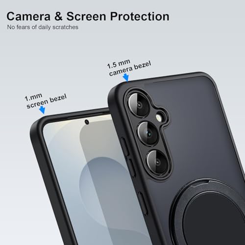 Image of KARWAN Tough Shockproof Armor Back Case Cover Compatible with Samsung Galaxy A55 with 360 Degree Rotation Magnetic Attraction Ring Holder Heavy Duty Rugged Case with Magnetic MagEase Wireless Charging