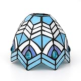 Decorazione per la casa: il paralume in stile Tiffany può essere posizionato in camere da letto, soggiorni, corridoi, uffici, hotel, bar e ristoranti. Il design classico del paralume in vetro colorato a forma di coda di fenice blu aggiungerà sicuramente creatività all'arredamento della casa.