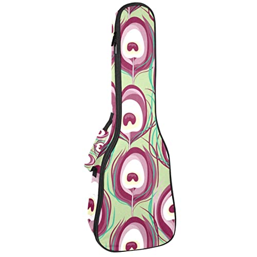 Sac ukulélé ténor et soprano à motif paon fuchsia étanche