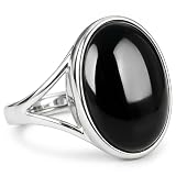 Natural Black Onyx Ring Adjustable Size 6-10, 925 Sterling Silver Statement Ring, Handmade Gemstone Promise Ring, Christmas Gift for Her