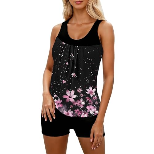 Tankini col en U gainant ventre plat avec short de bain modulable