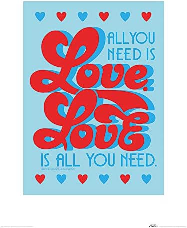 All You Need is Love Retro Art Prints, Multi Coloured, 60 x 80cm