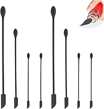 8 Pcs Mini Spatulas Makeup Scraper, Silicone Mini Spatula for Cosmetics, Reusable Small Thin Jar Scraper for Getting Last Drop Lotion Out, Bottle Scraper for Kitchen Food Beauty Make up, Black