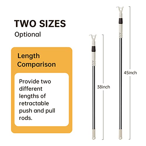 Makefeile Tension Rod Blinds Shads Push Pull Adjustable Rod For Skylight Cordless Window Blinds And Shades,Easy To Pull The Shades Down And Up 38 To 63Inch. #TOP3