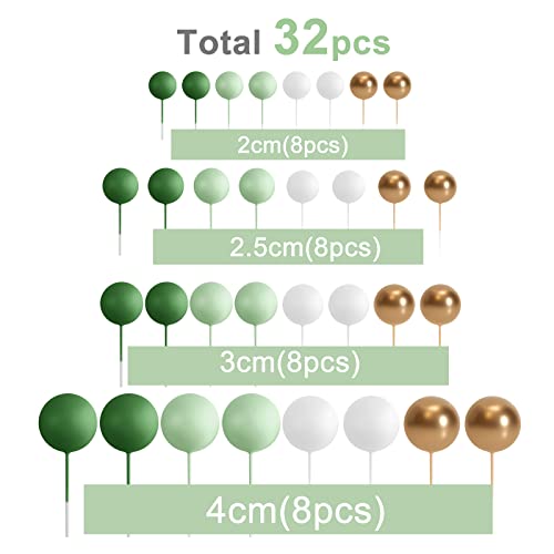Miniatura 2 de Astaron 32 Piezas De Bolas Para Decoración De Tartas, Mini Globos, Palitos Para Decoración De Tartas, Bolas De Espuma, Púas Para Tartas Para Bodas, Fiestas, Cumpleaños Oro Verde