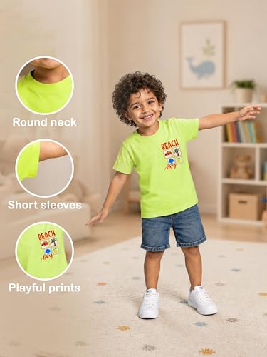 Image of Kidbea Bamboo Unisex Kids T-Shirt Ultra-Soft Premium Half Sleeve Graphic Tee for Boys & Girls, Casual Summer Wear for Toddlers & Kids
