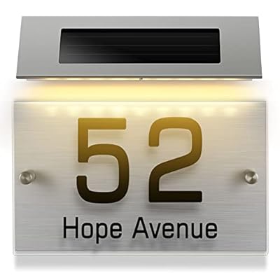 Angoily Solar Address Sign LED House Number Light Doorplate Lamp Address Number Plate Lighted Up Outdoor Plaque for Home House Street As Shown
