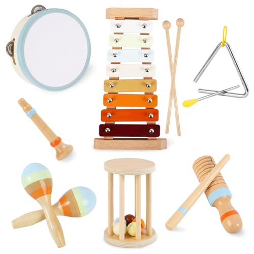 Musical Instruments for Toddlers Montessori Musical Instruments Set for 3+ Wooden Musical Toys 8pcs