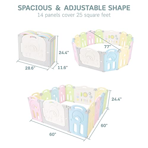 Fortella Cloud Castle Foldable Playpen, Baby Safety Play Yard With Whiteboard And Activity Wall, Indoors Or Outdoors (Multicolor 14 Panel) #TOP5