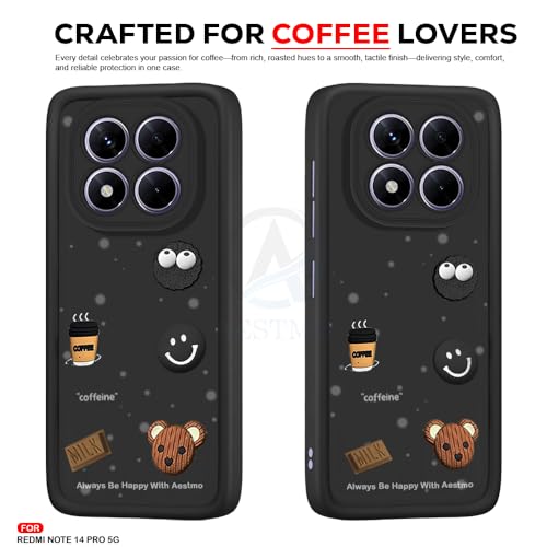 Image of AESTMO Back Case Cover for Redmi Note 14 Pro Plus 5G Cover | Cute Fun Cartoon 3D Ball | Coffee Silicone Case | Full Body Protection | Camera Protection Back Cover for Redmi Note 14 Pro Plus 5G (Black)