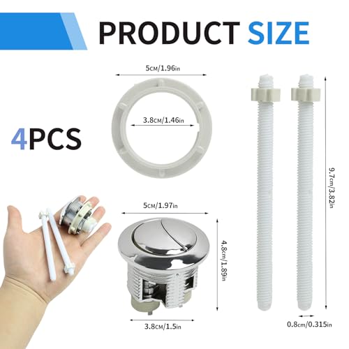 Hochwertiger WC-Spülknopf für Dual Flush Toiletten, Universell Einsetzbarer Runder Druckknopf, Wasserdicht und Langlebig, Inklusive 2 Steuerhebel, Einfache Installation, Silber Weiß