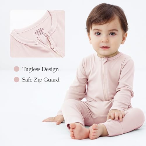 Rayon from Bamboo Baby Pajamas, Baby Sleeper with Mitten Cuffs and 2 Way Zipper, Rompers for Baby Boy Girls 0-24 Months2