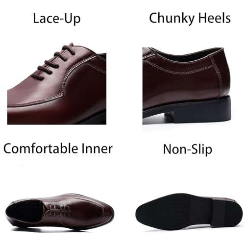 Fashion Black Premium Formal Shoes Dress Oxford for Men Lace Up Pointed Toe Non-Slip Low Chunky Heels Casual Derby Shoes for Formal Business Wedding2