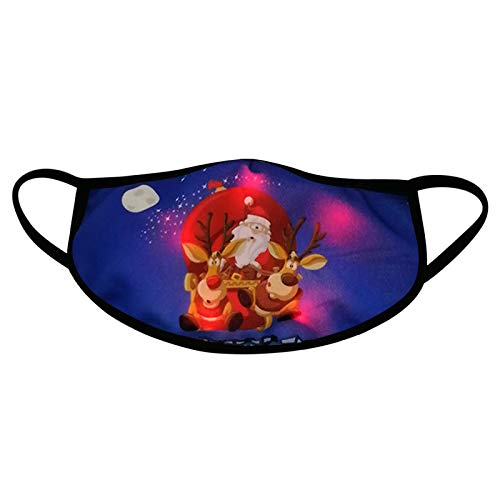 Preisvergleich Produktbild Bedruckte Gesichtsmaske mit LED-Beleuchtung, atmungsaktiv, wiederverwendbar, staubdicht, für Damen und Herren