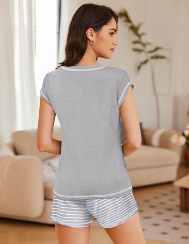 Ekouaer Womens Pajamas Sets Short Sleeve Tops and Shorts Pjs Soft Sleepwear - image 4