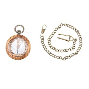 Baluue Quartz zakhorloge in retrostijl, houten zakhorloge, met horloges met ketting, ketting, polshorloge