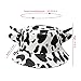 Cow Print Bucket Hat with Cute Horn Ears Cow Print Summer Beach Sun Hat Fisherman's Cow Bucket Hat White