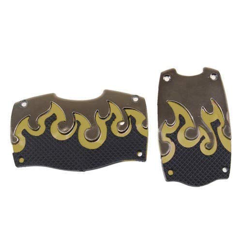 HnF shop Universal Racing Sports Non-Slip Automatic Car Gas/Brake Pedal Pads Cover (Yellow Fire)