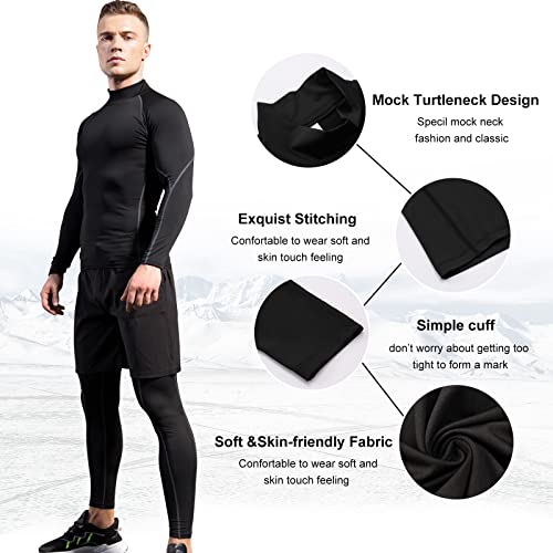 LNFINTDO Mens Thermal Underwear Set Long Sleeve Compression Top and Long Johns Thermal Base Layer Bottom for Running Cycling Skiing in Winter - Image 4